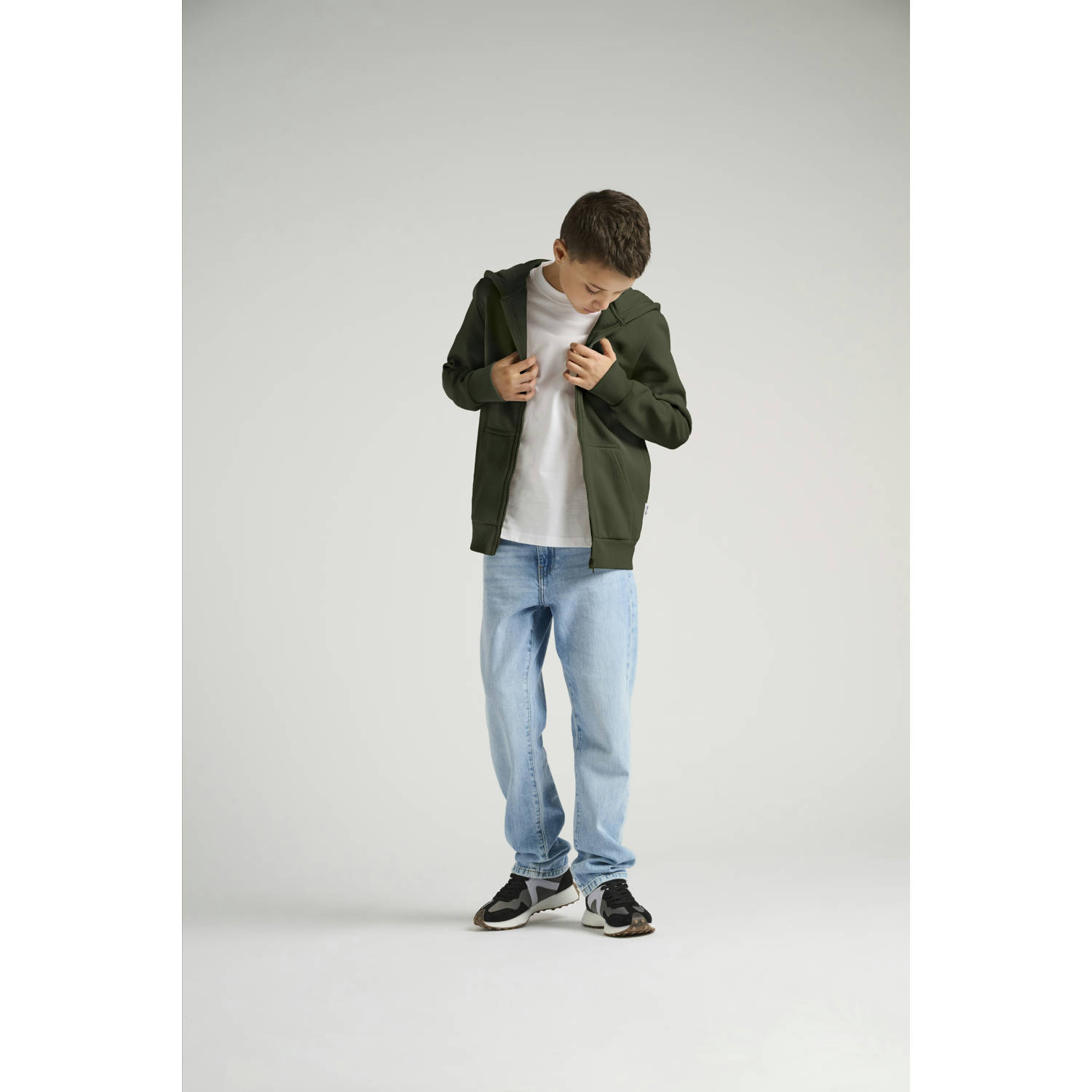 ONLY & SONS JUNIOR sweatvest donkergroen