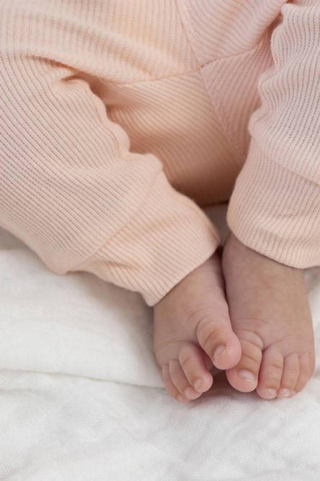 Roze meisjes Feetje babybroek van katoen met elastische tailleband en effen