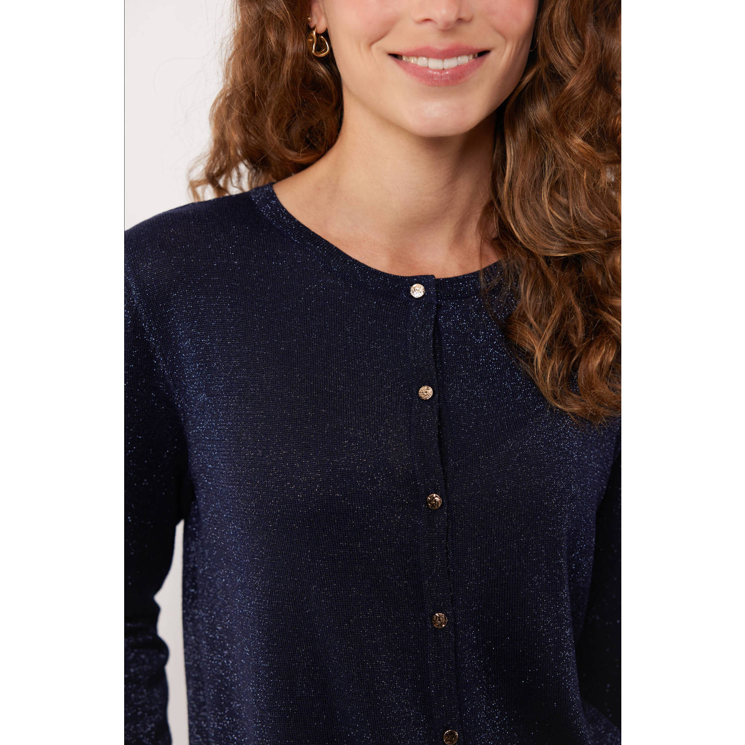 G-maxx gebreid vest donkerblauw