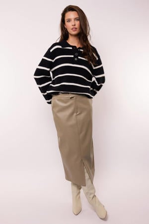 imitatieleren rok beige