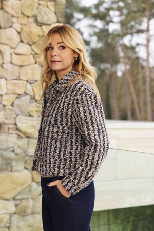 bouclé jasje met lurex donkerblauw
