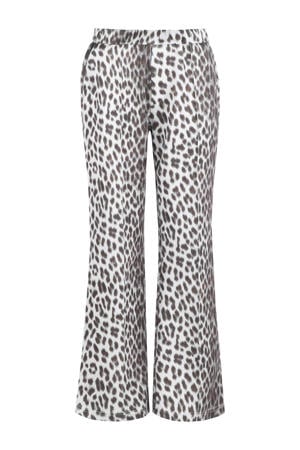 travelstof wide leg high waist casual broek