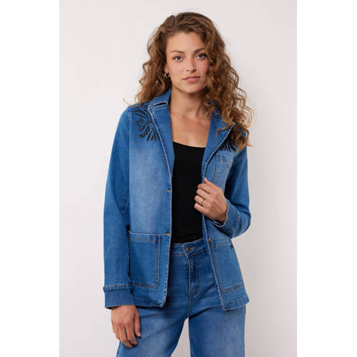 G-maxx X Froukje denim regular blazer light blue denim afbeelding