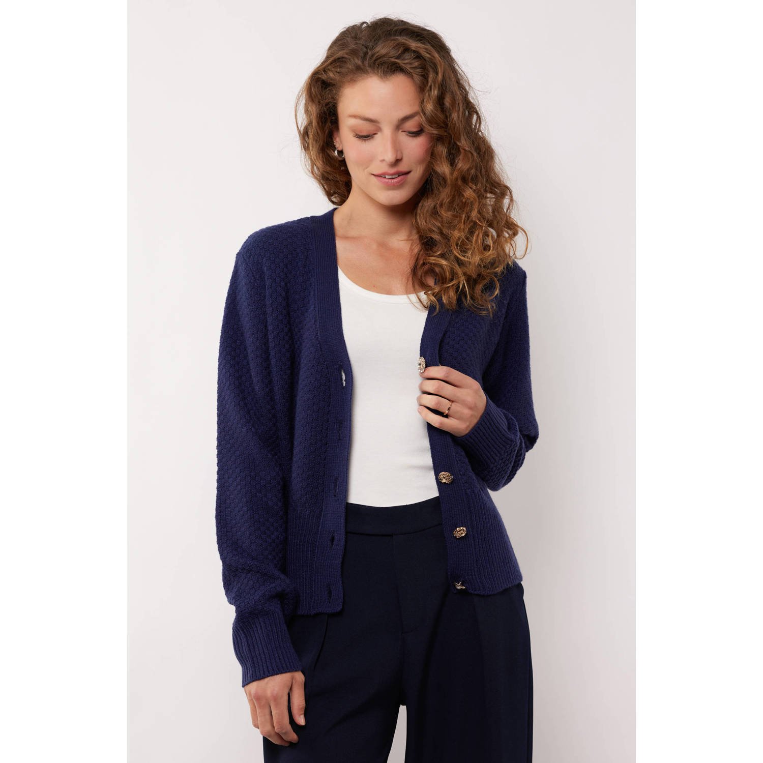 G-maxx X Froukje gebreid vest donkerblauw