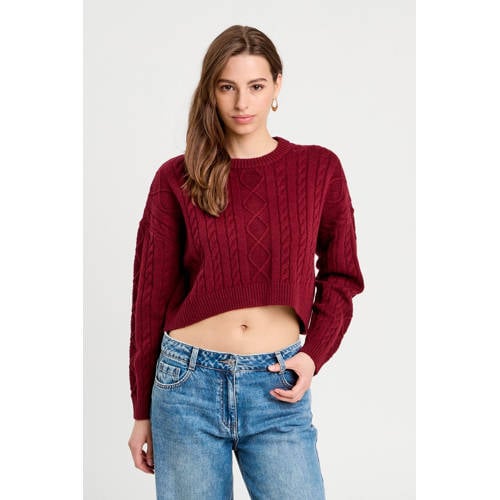 Cache Cache cropped trui donkerrood met kabels afbeelding
