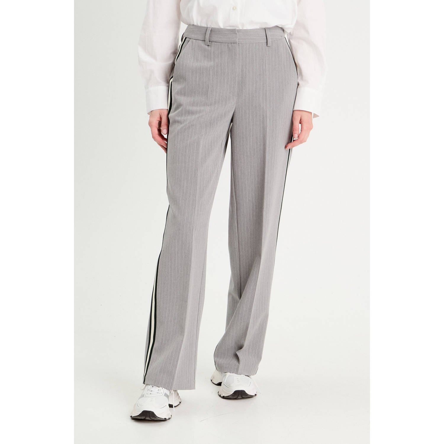 Cache wide leg regular waist casual broek lichtgrijs