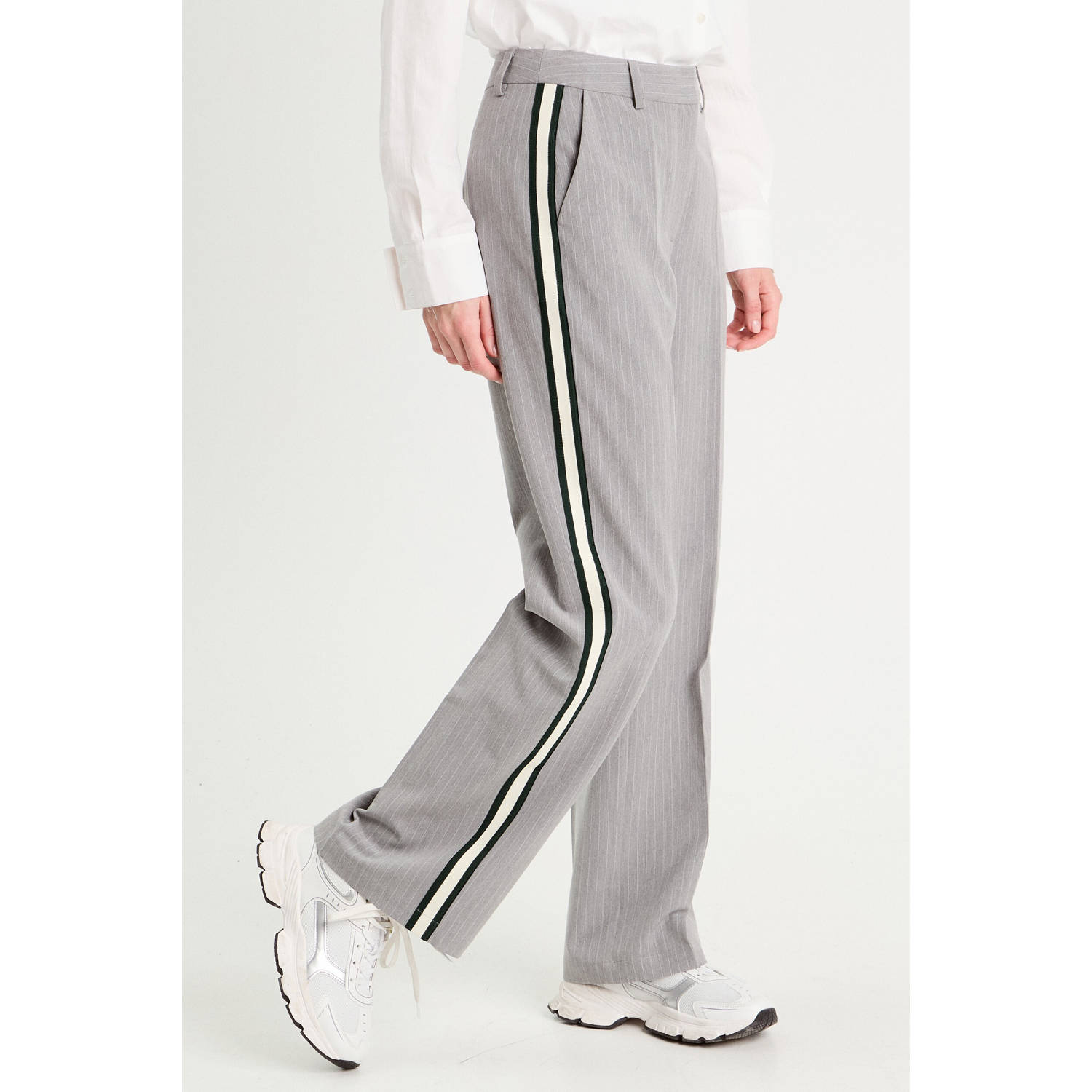 Cache wide leg regular waist casual broek lichtgrijs