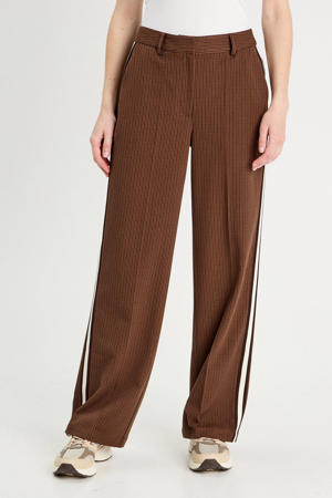 straight high waist broek donkerbruin