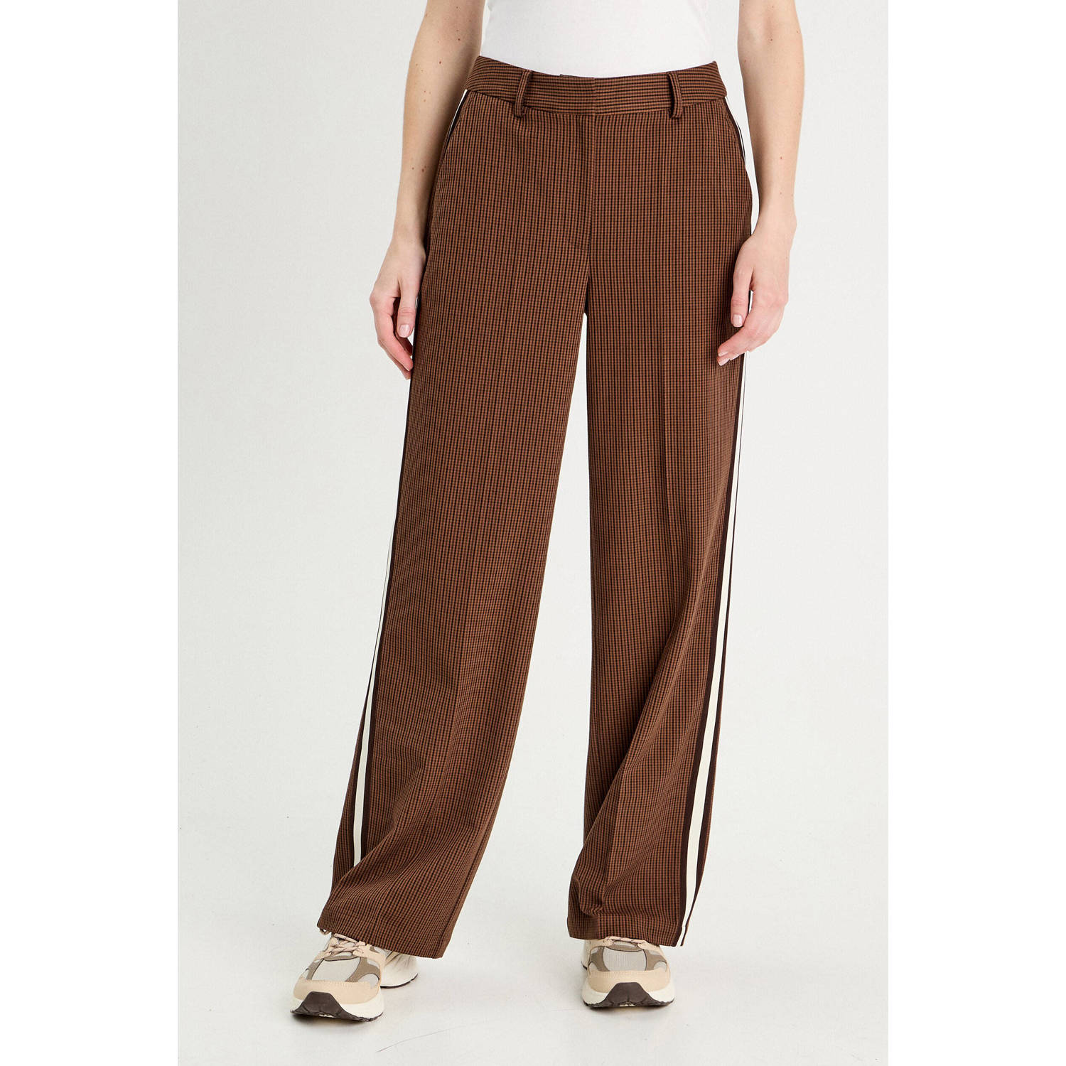 Cache straight high waist broek donkerbruin