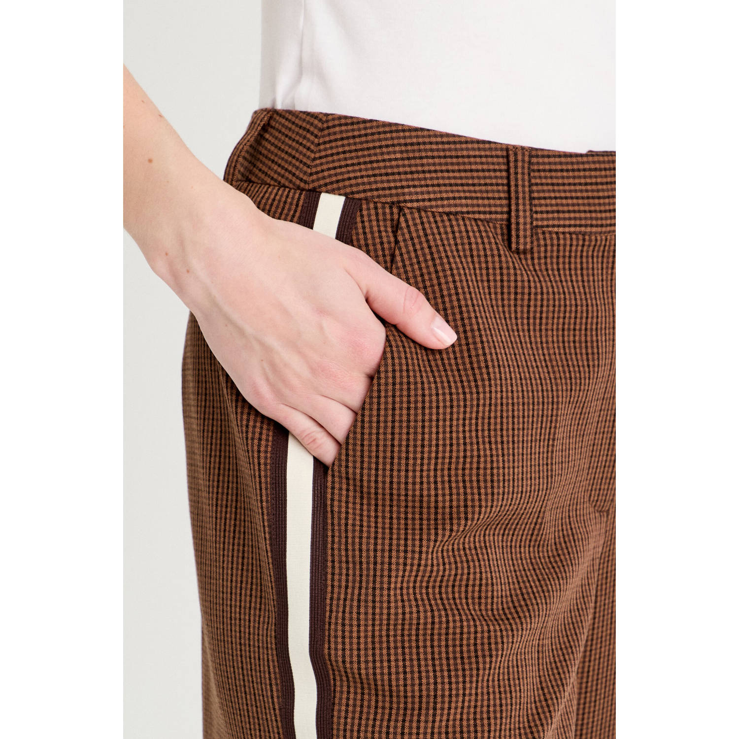 Cache straight high waist broek donkerbruin