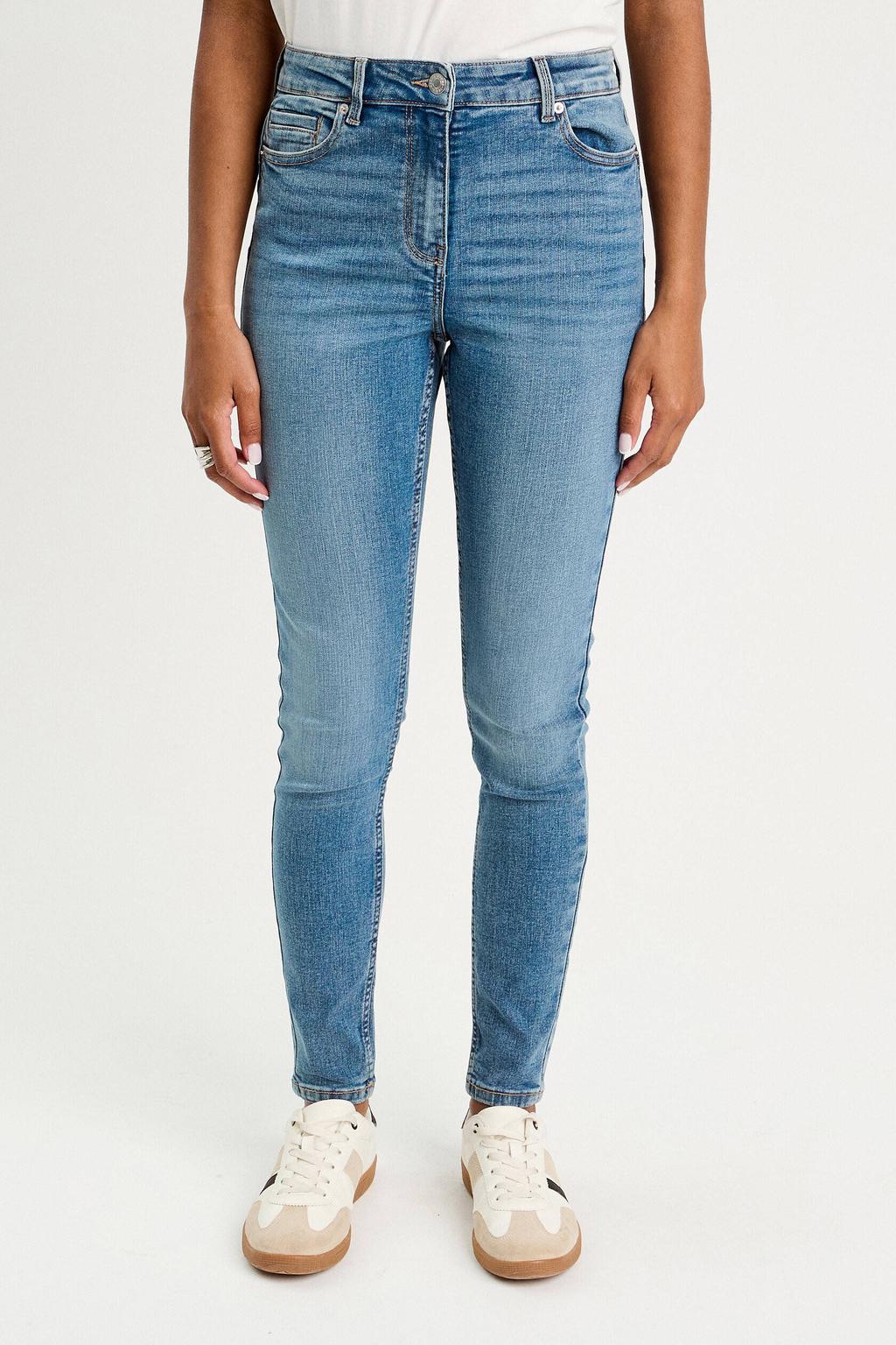 Medium blue denim dames Cache Cache skinny jeans van denim met regular waist, rits- en knoopsluiting en effen