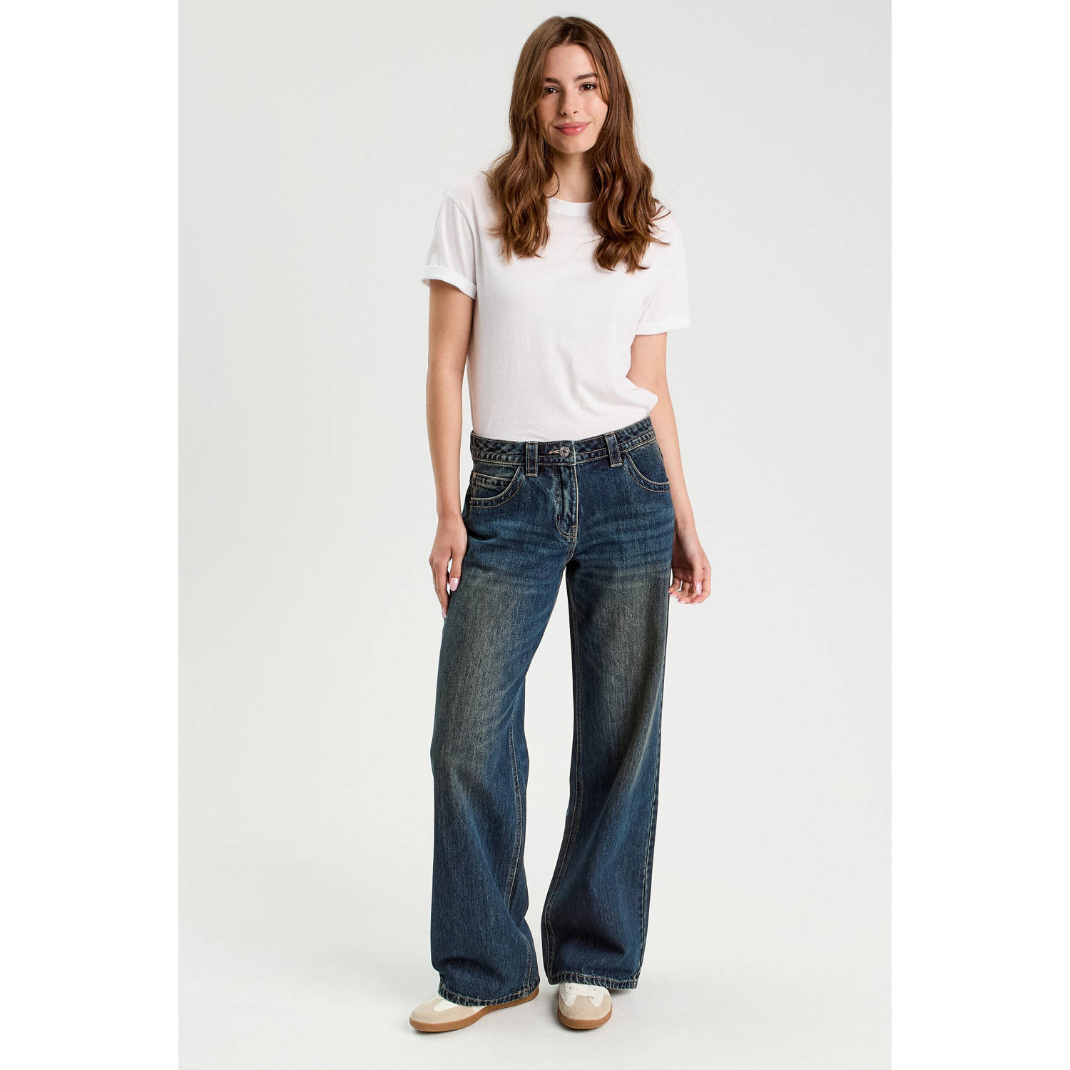 Cache wide leg jeans dark blue denim