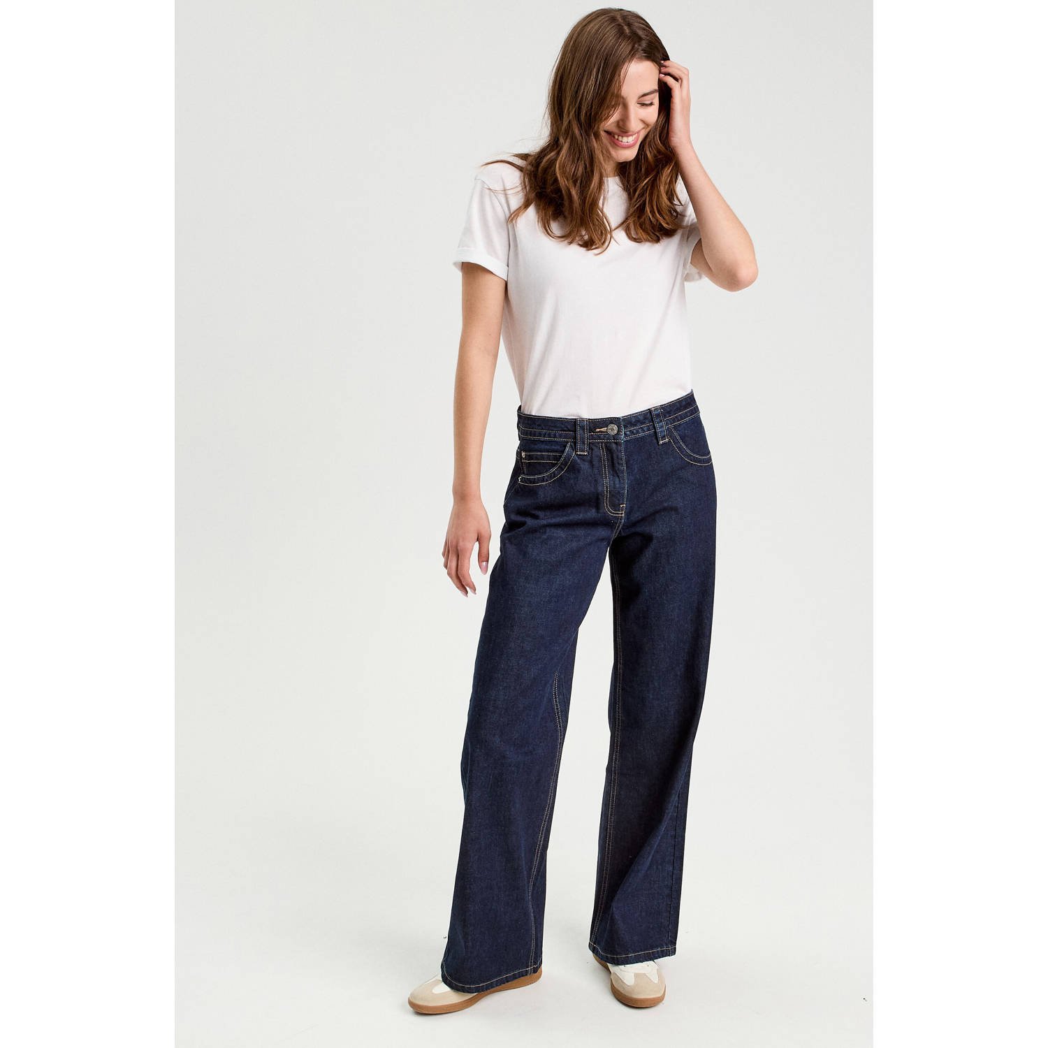 Cache wide leg jeans donkerblauw