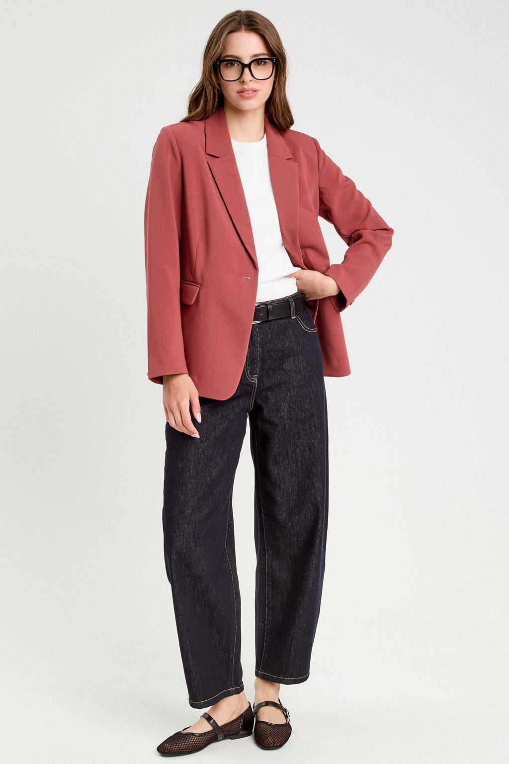 Oudroze dames Cache Cache regular blazer van polyester met effen, lange mouwen, reverskraag en knoopsluiting