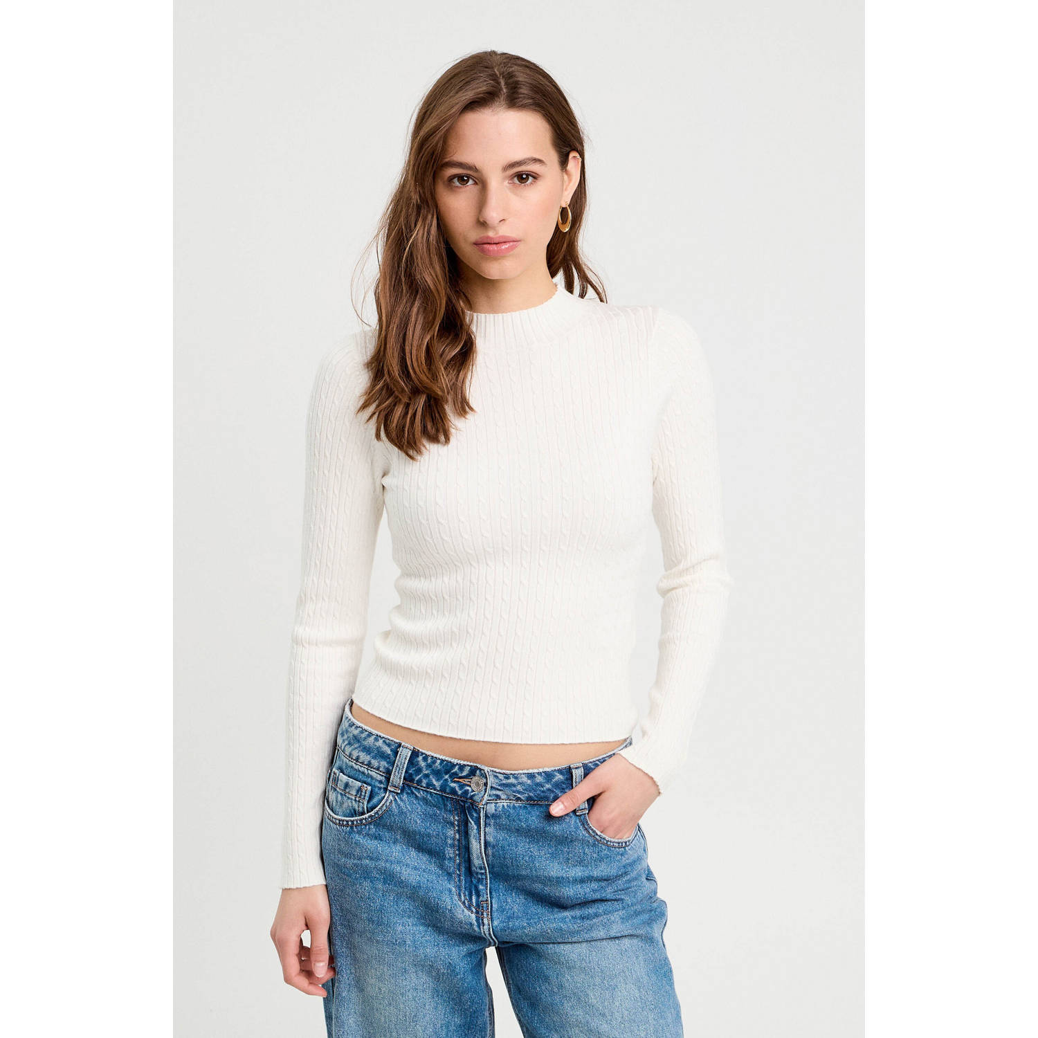 Cache gebreide trui ecru