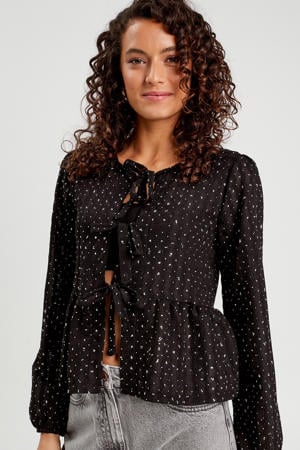 blouse zwart met glitter