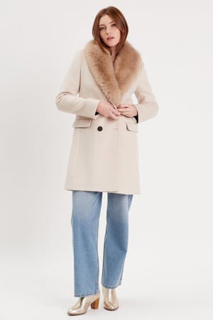 wollen manteljas beige
