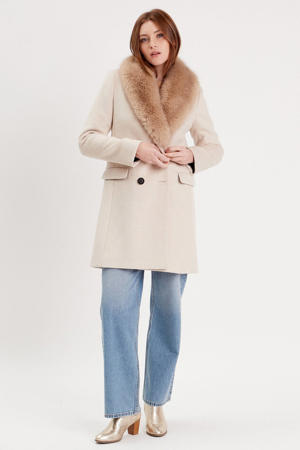 wollen manteljas beige