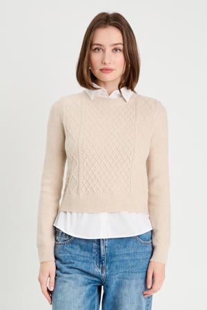 blouse trui beige/ wit