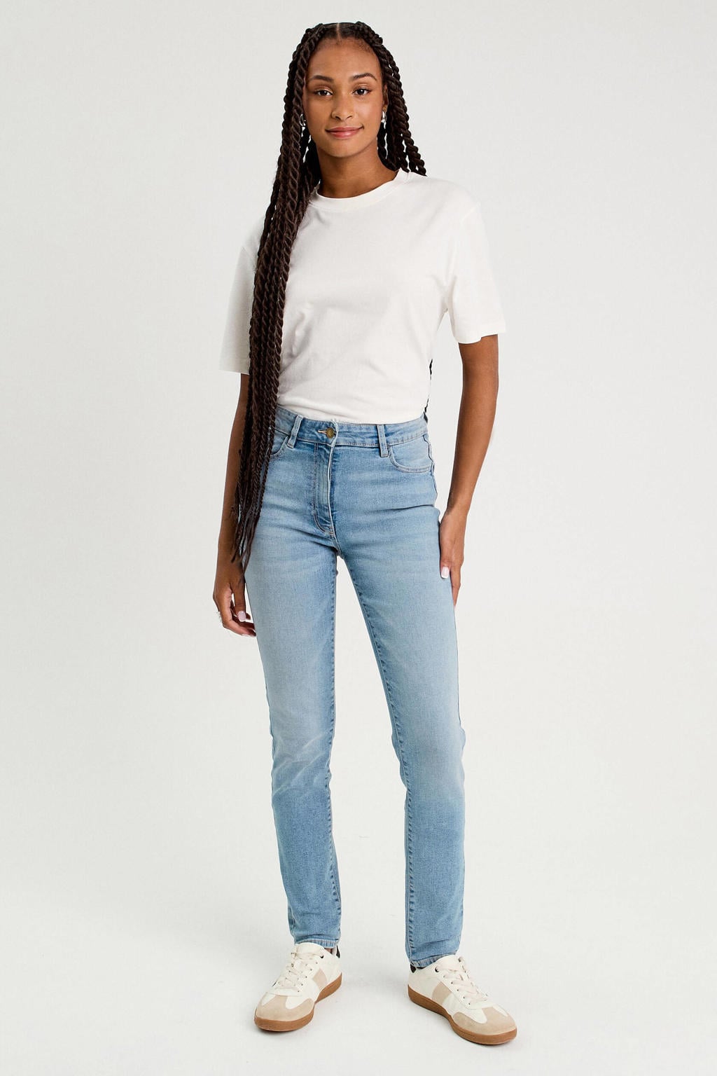 Light blue denim dames Cache Cache slim fit jeans van denim met regular waist en effen