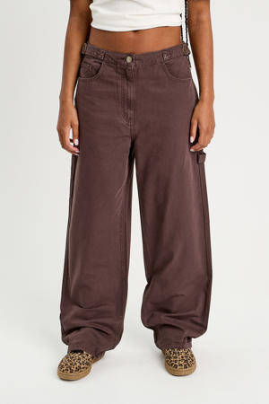 regular waist casual broek donkerbruin