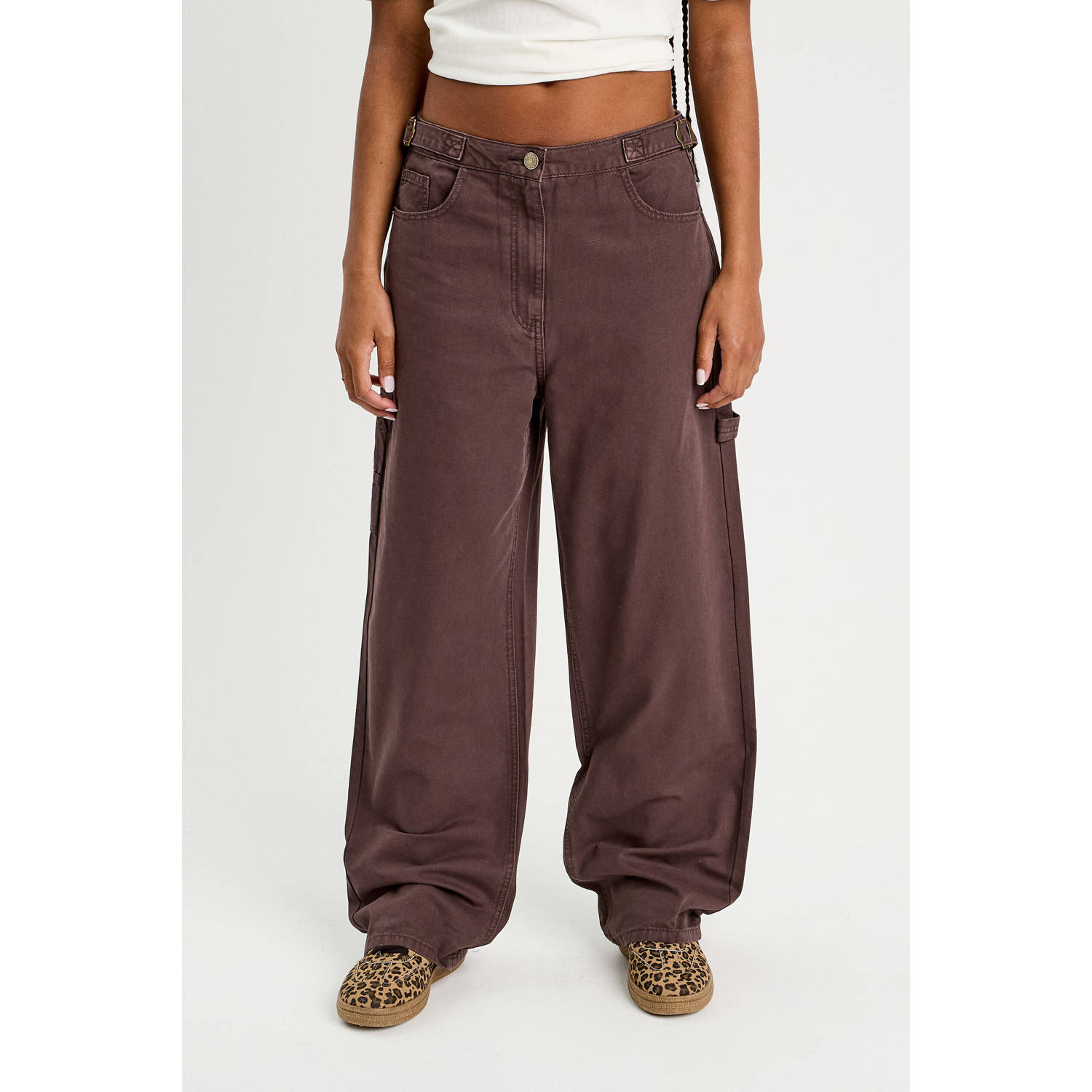 Cache regular waist casual broek donkerbruin