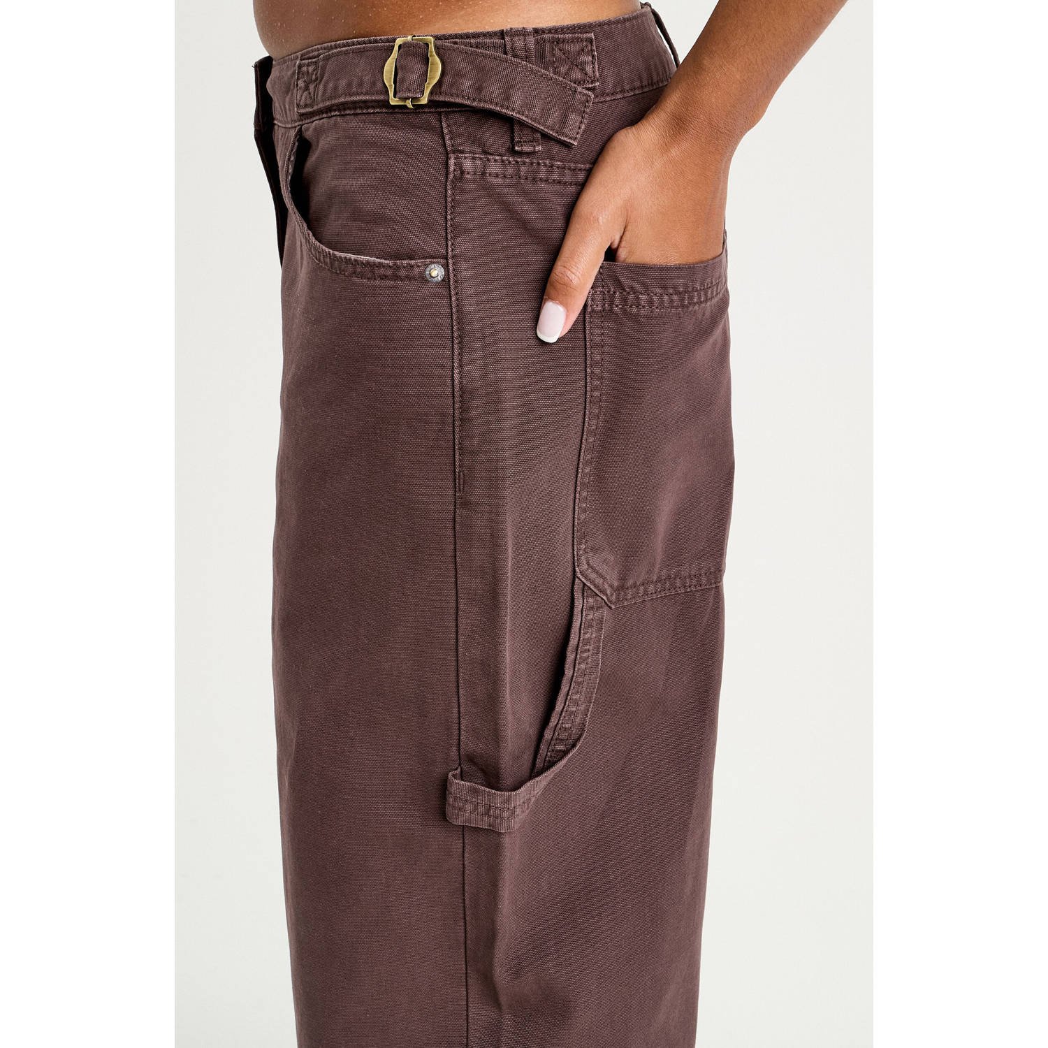Cache regular waist casual broek donkerbruin