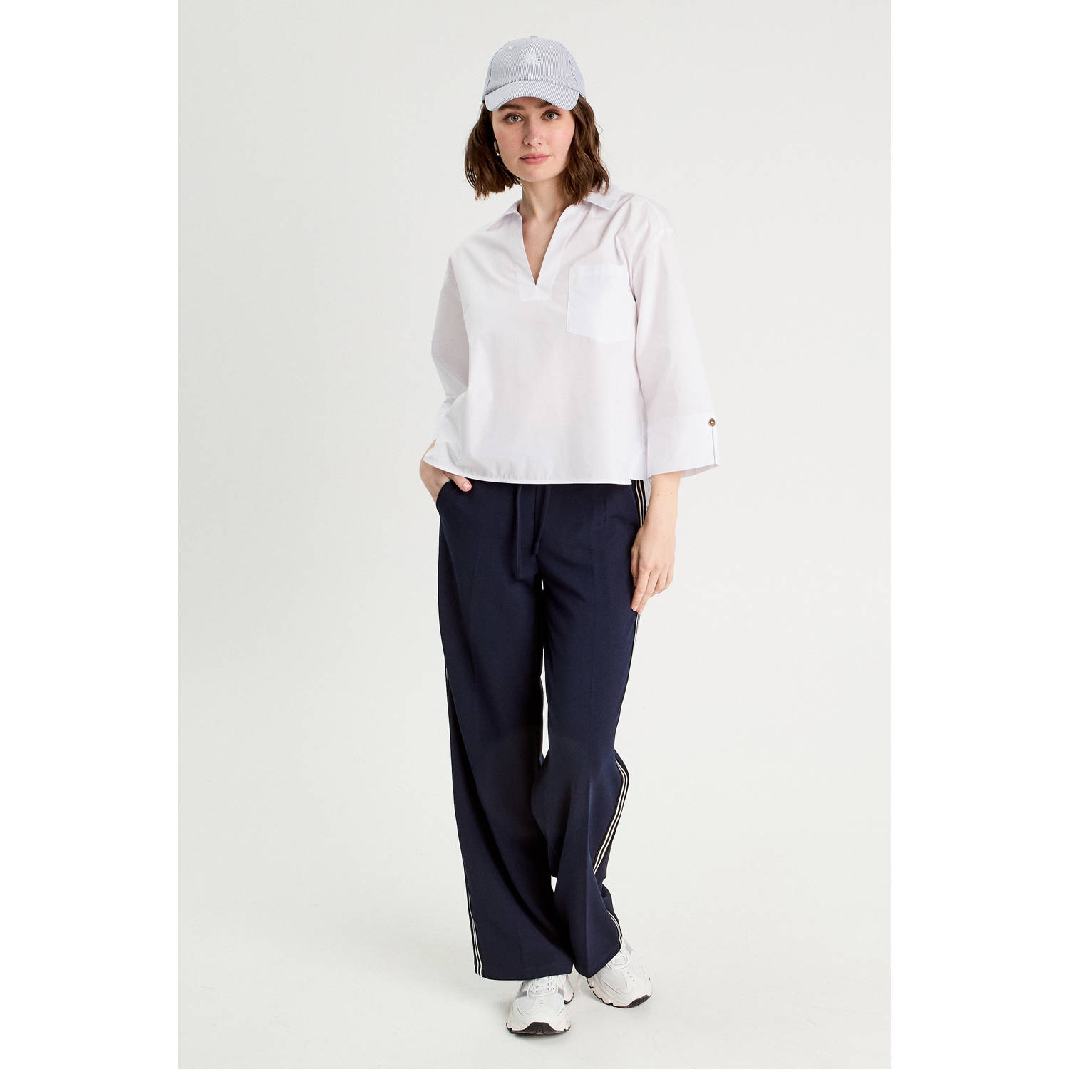 Cache straight regular waist casual broek marine