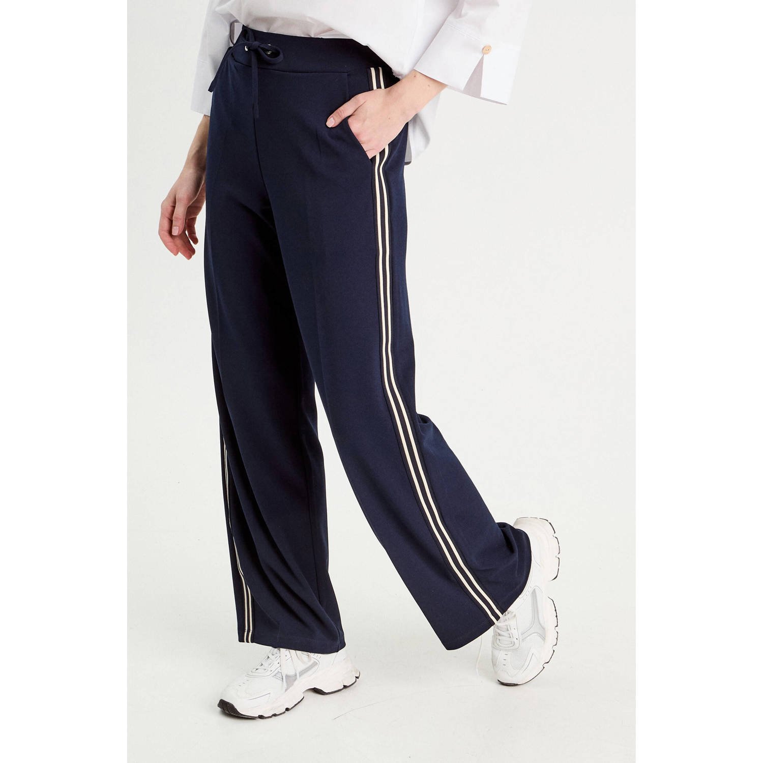 Cache straight regular waist casual broek marine