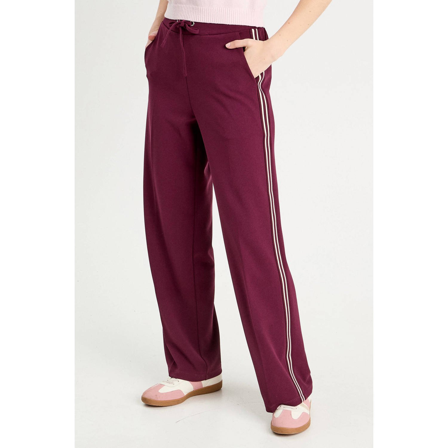 Cache straight regular waist casual broek donkerrood