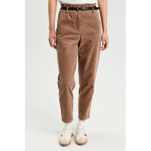 Cache Cache corduroy mom high waist paperbag broek taupe afbeelding