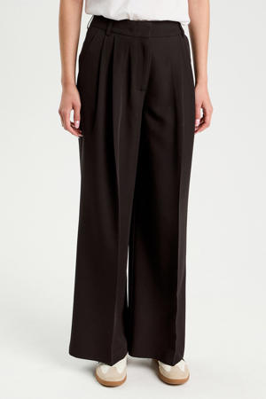 wide leg high waist pantalon zwart