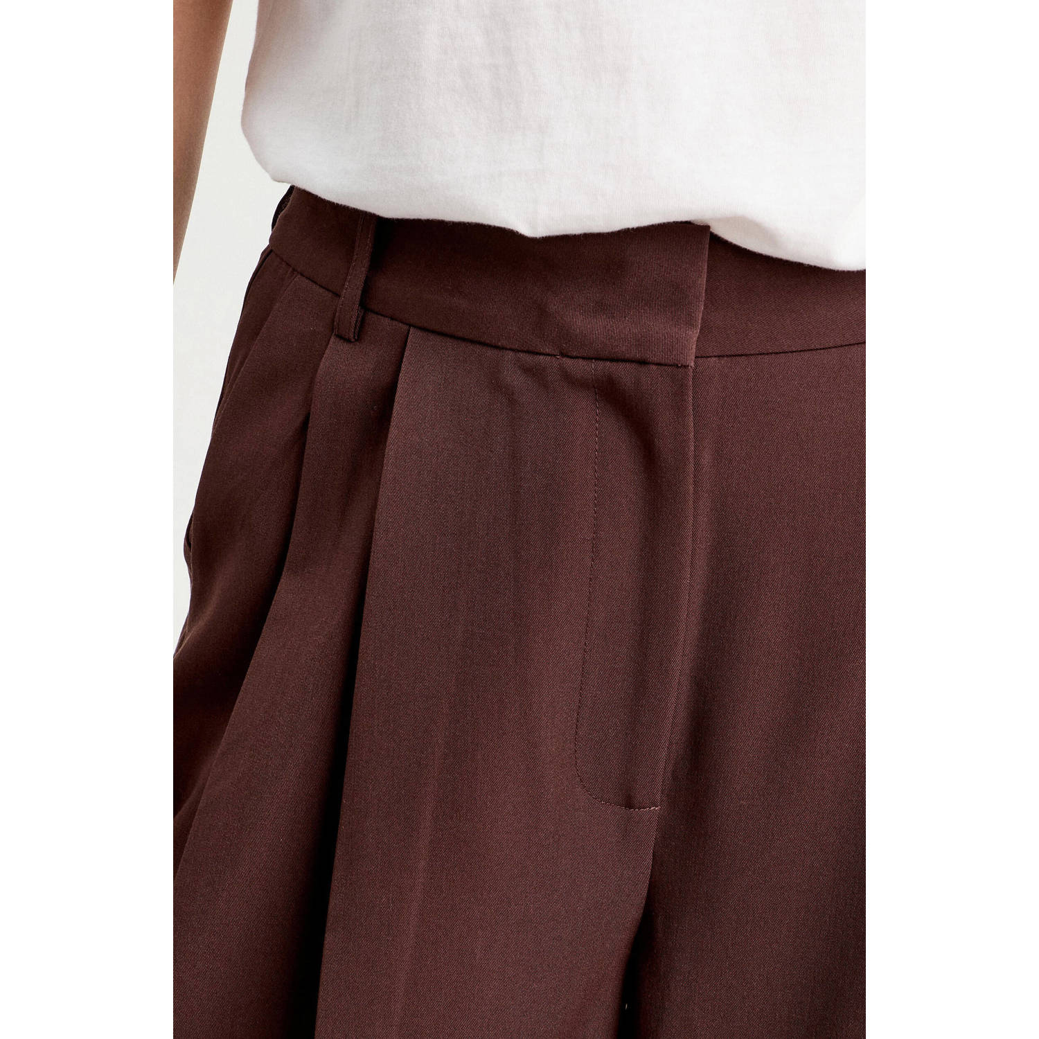 Cache wide leg high waist pantalon donkerbruin