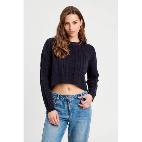 Cache Cache cropped trui marine met kabels afbeelding
