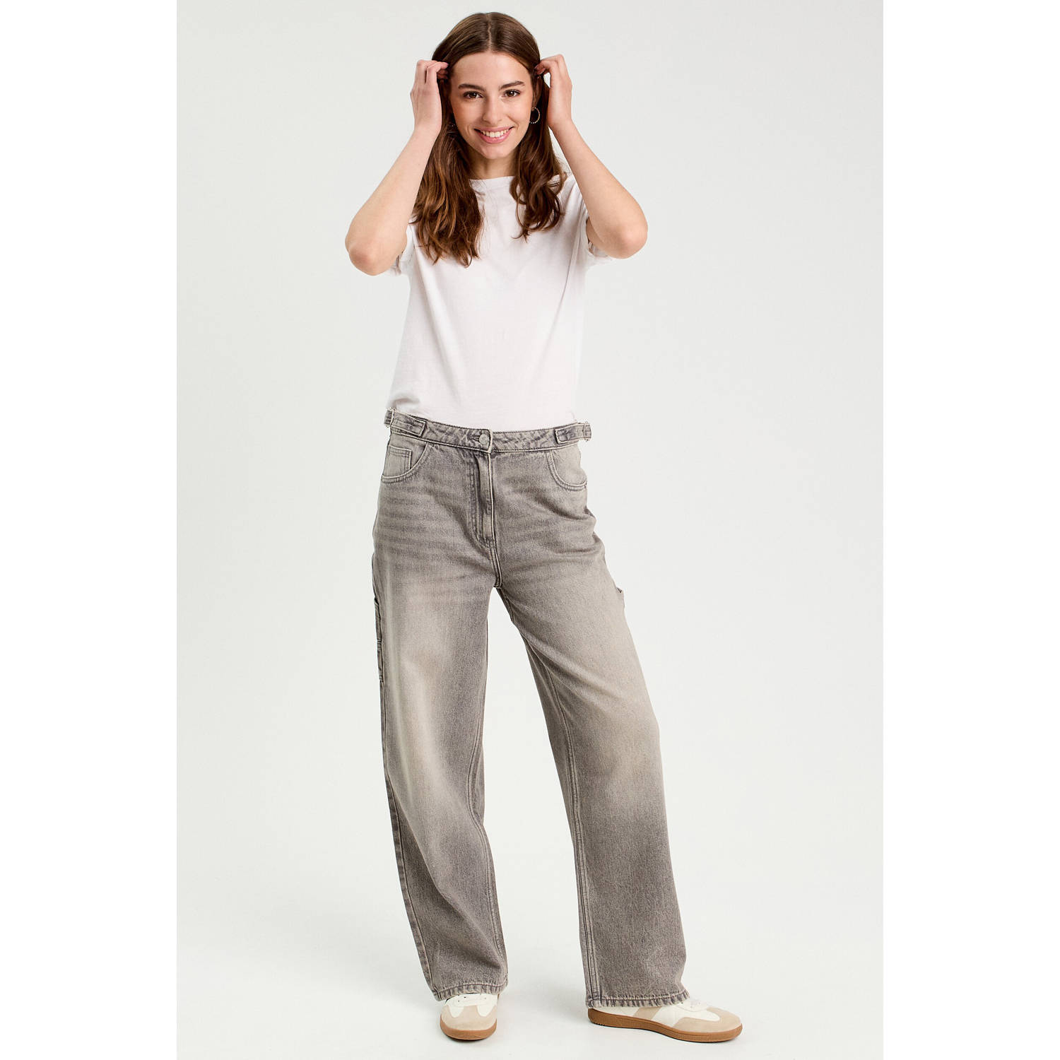 Cache wide leg jeans grey denim