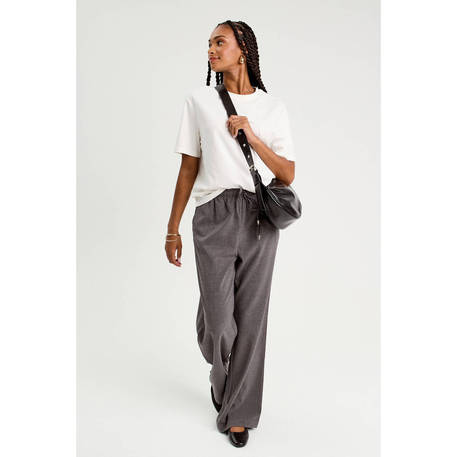 Cache high waist broek grijs