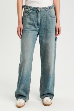 wide leg jeans medium blue denim