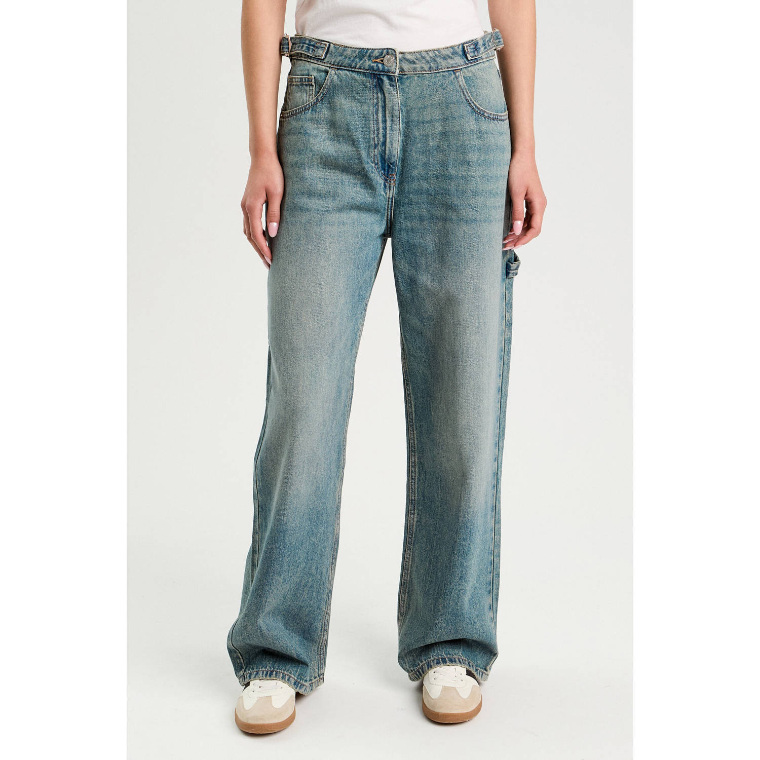 Cache wide leg jeans medium blue denim