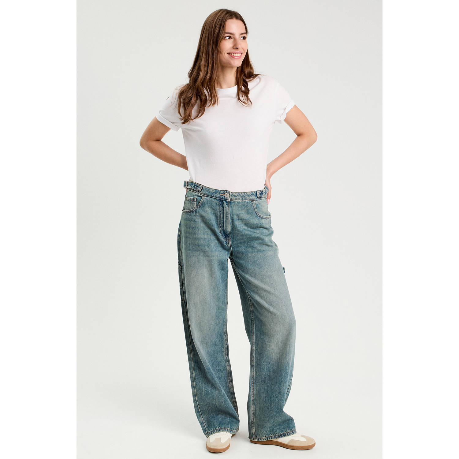 Cache wide leg jeans medium blue denim