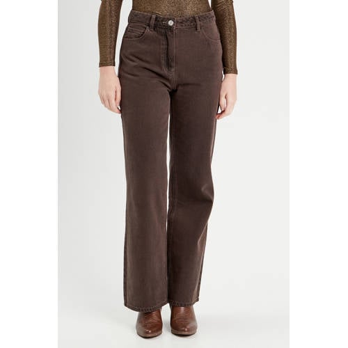 Cache Cache high waist wide leg jeans donkerbruin afbeelding