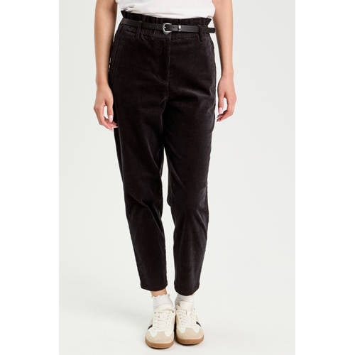 Cache Cache corduroy mom high waist paperbag broek zwart afbeelding