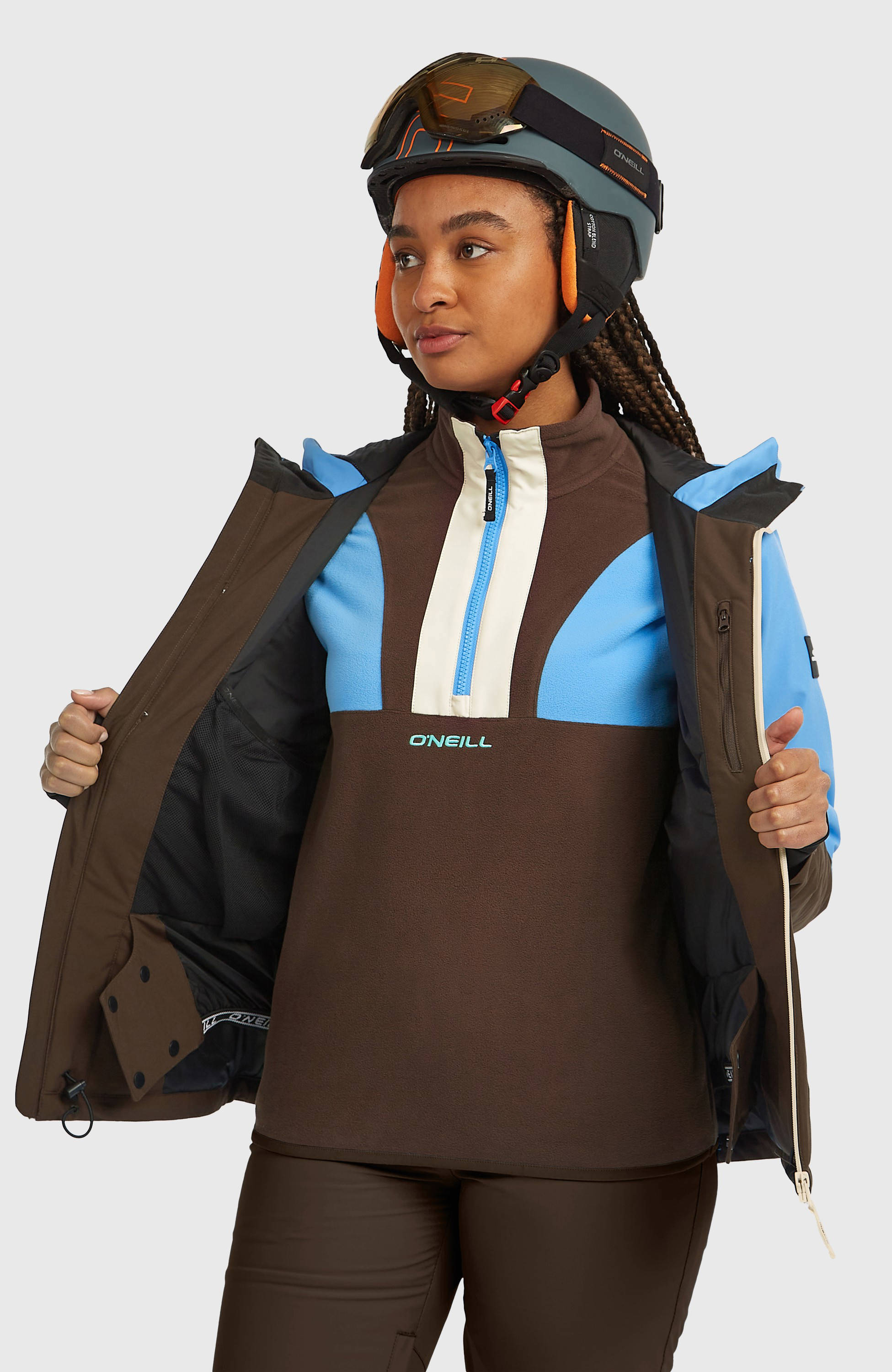 O'Neill ski-jas FWC'Cruz Triple blauw/bruin/ecru | wehkamp