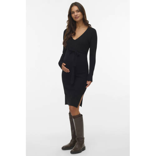 VERO MODA MATERNITY zwangerschaps midi jurk zwart afbeelding