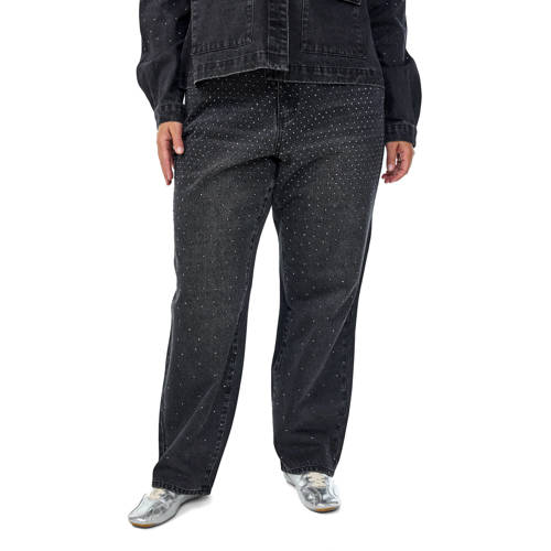 Zizzi high waist wide leg jeans black denim afbeelding