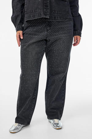high waist wide leg jeans black denim