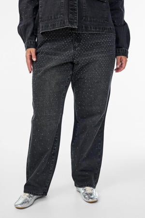 high waist wide leg jeans black denim