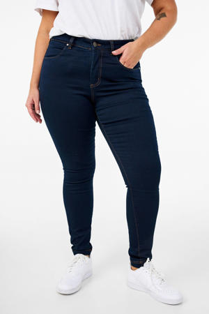 high waist slim fit jeans dark blue denim