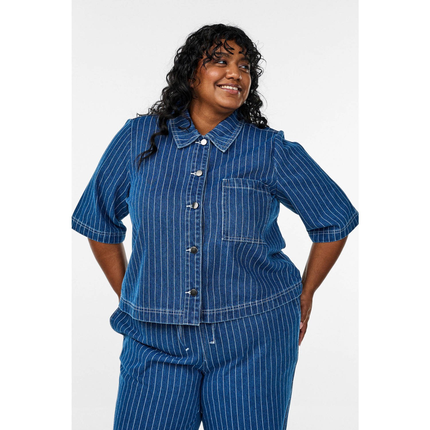 Zizzi denim blouse medium blue denim