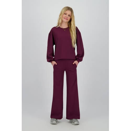 Raizzed wide leg casual broek donkerrood afbeelding