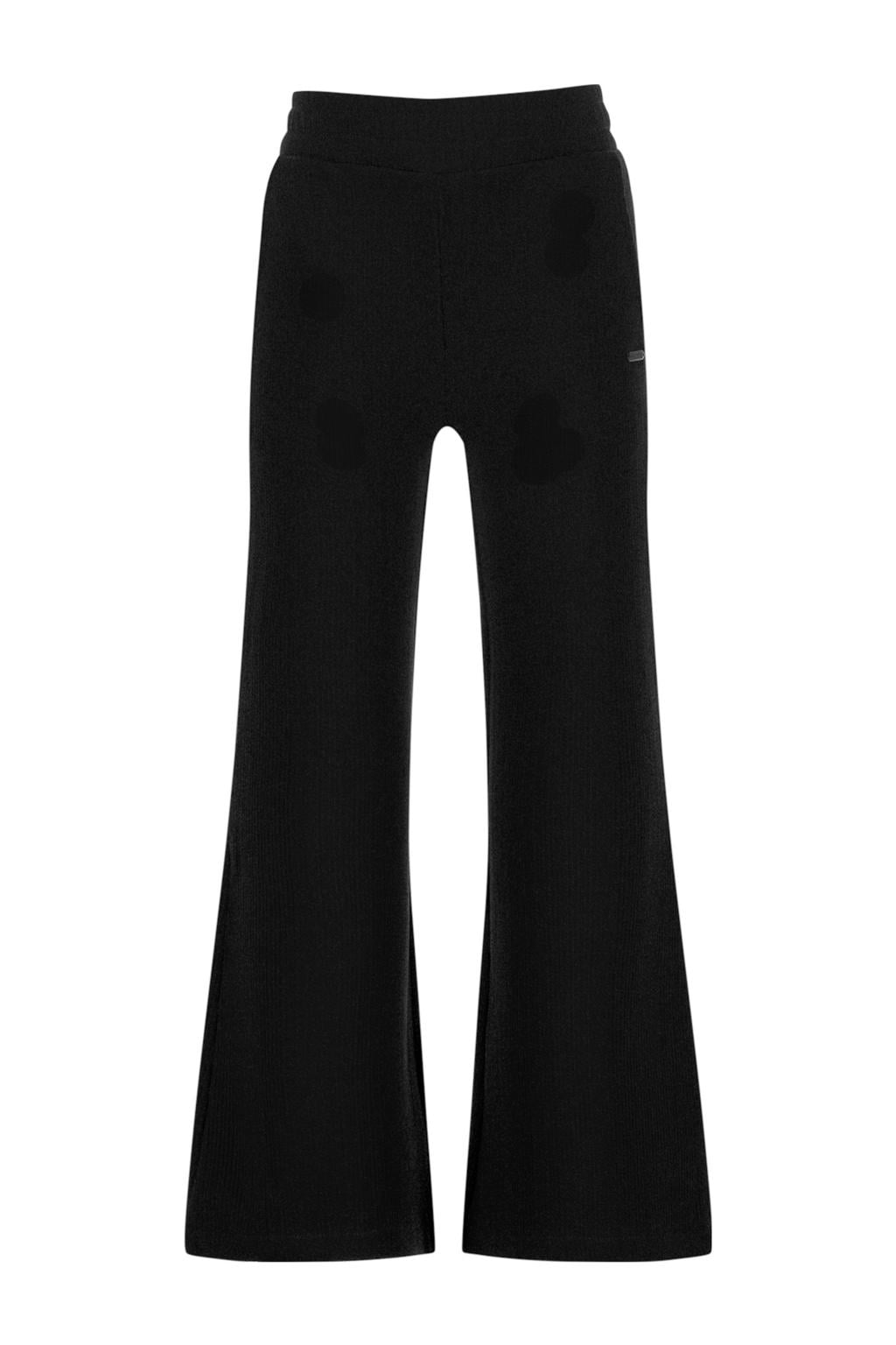 Zwarte meisjes Raizzed wide leg casual broek met high waist en effen
